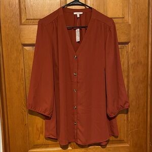 Maurices Terracotta Button-Up Blouse